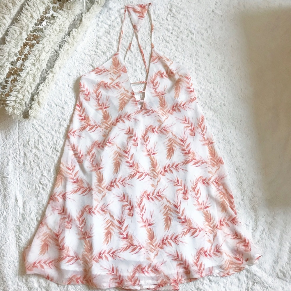 Palm & Peach and White Floral Sundress